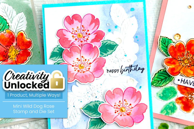 Creativity Unlocked Featuring Mini Wild Dog Rose Stamp/Die/Stencil/Embossing Folder Bundle