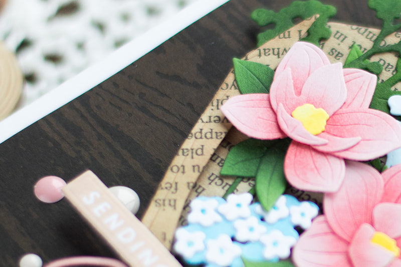Parchment Bouquet Floral Card with Vintage Book Wrapper