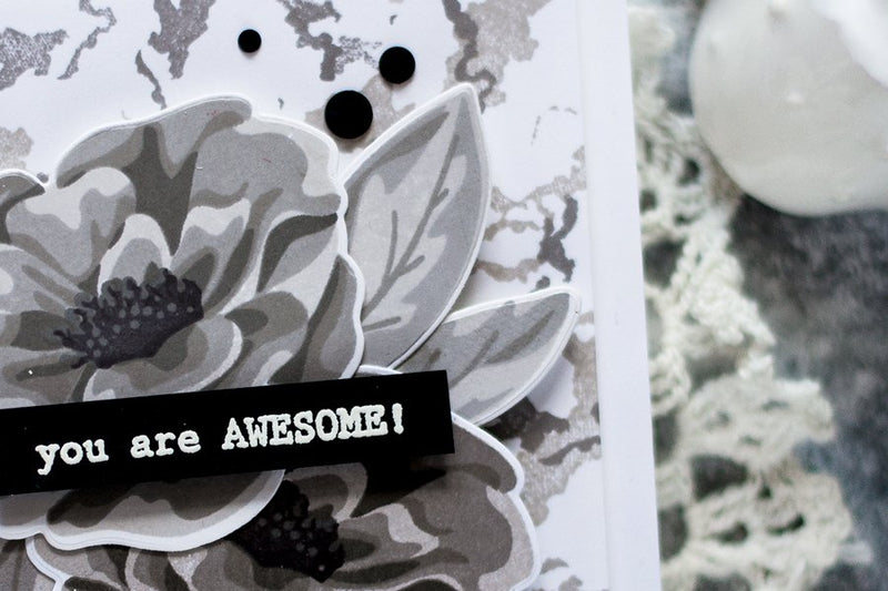 Monochromatic Floral Marbled Design