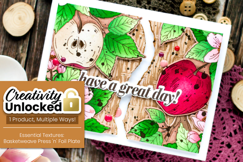 Apple Picking Inspired Card with Basketweave Letterpress | Creativity Unlocked!