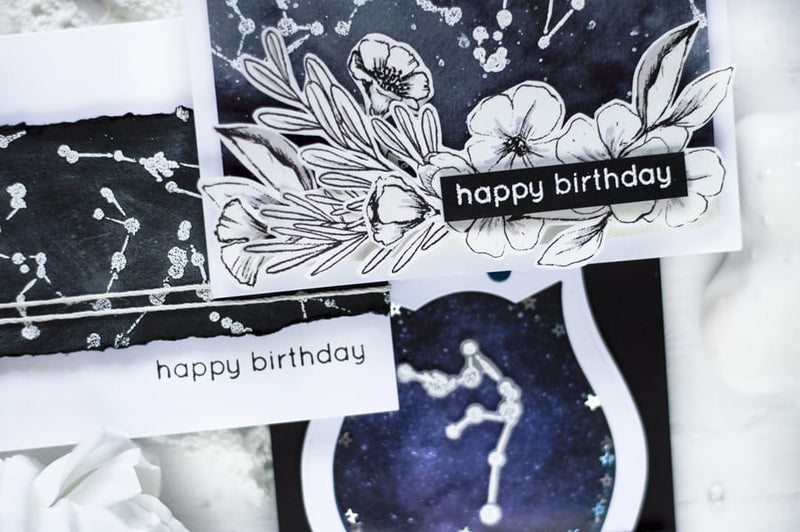 Three Space Themed Cards Using Splatter Constellations Stamp Set