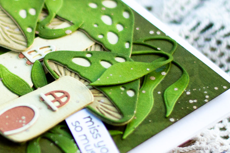 Create Your Own Mushroom Cottage Themed Card with Colored Cardstock and Dies!