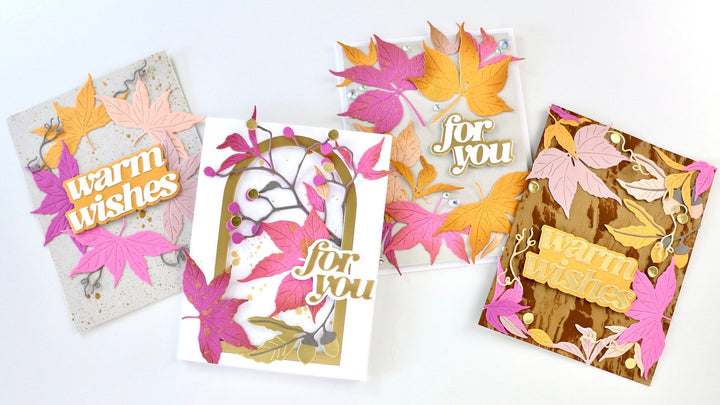 THe photo shows all four cards made in this blog post 