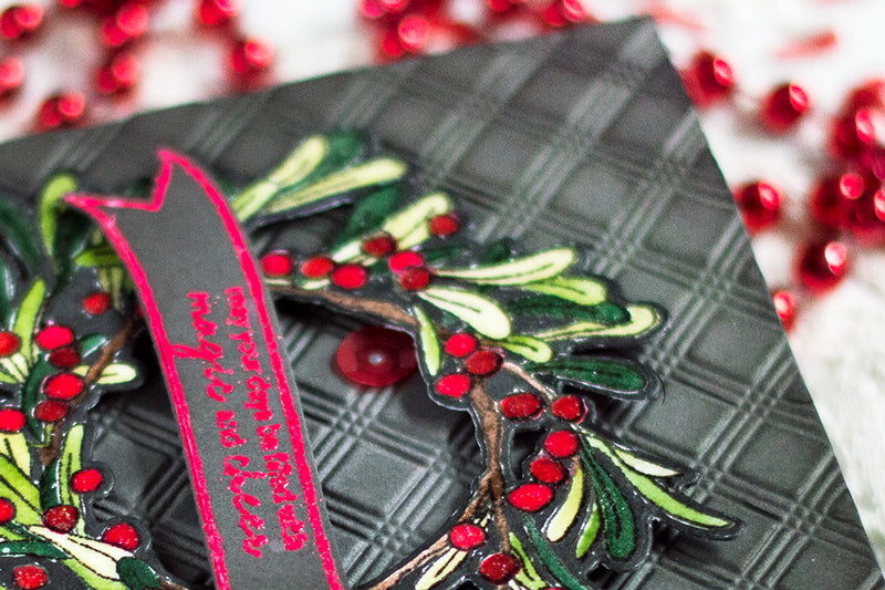 Easy Mistletoe Wreath Holiday Card