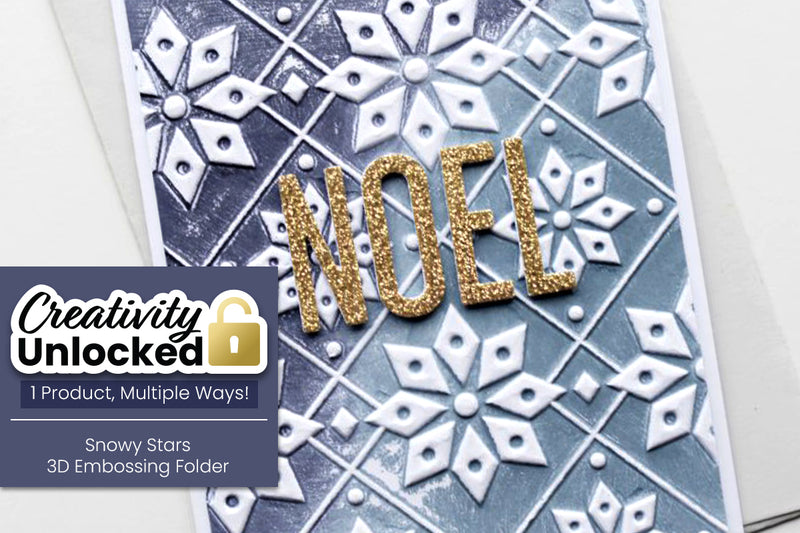 Creativity Unlocked feat. Snowy Stars 3D Embossing Folder | Quick and Simple Inked Letterpress Look