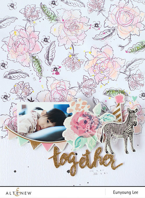 A floral patterned layout with Peony Bouquet set