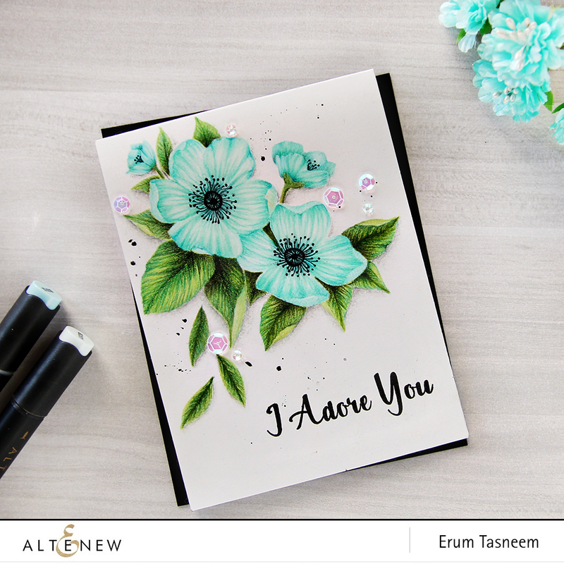 One Layer Card Using Adore You Florals and Artist Markers