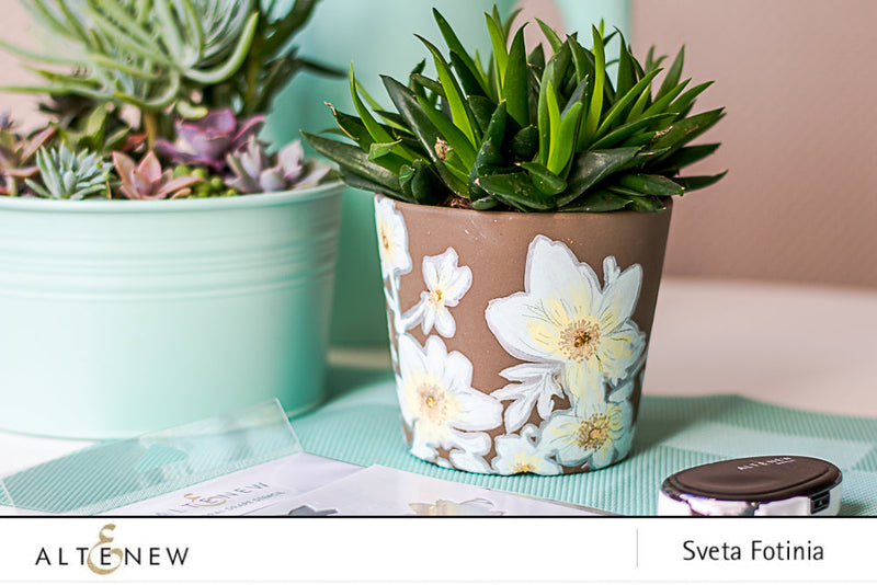 DIY Flower Pot Design with Floral Drape Stencil