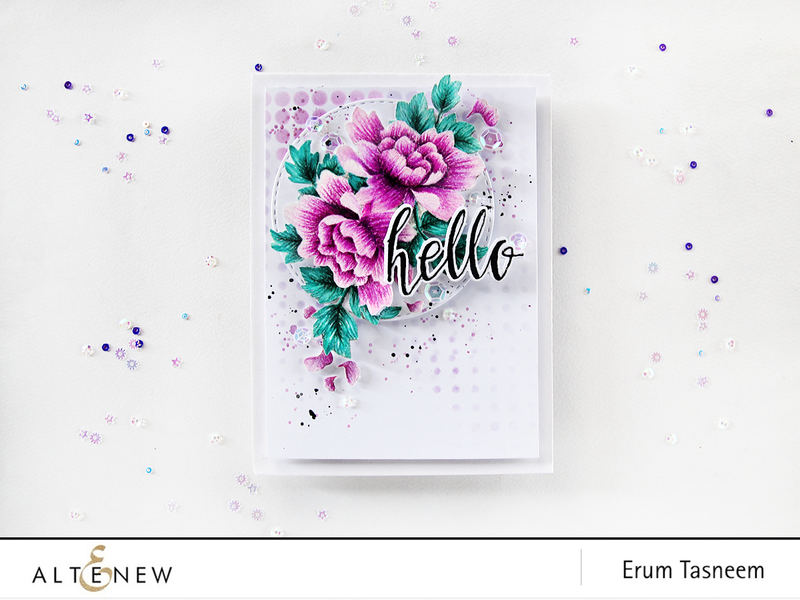No-Line Pencil Coloured Peony Scrolls + Winner + Sale