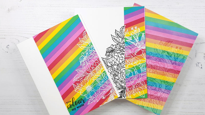 So many beautiful colors!! 3 Cards with Gradient Cardstock Rainbow Background | Lydia’s Crafty Corner (VIDEO)