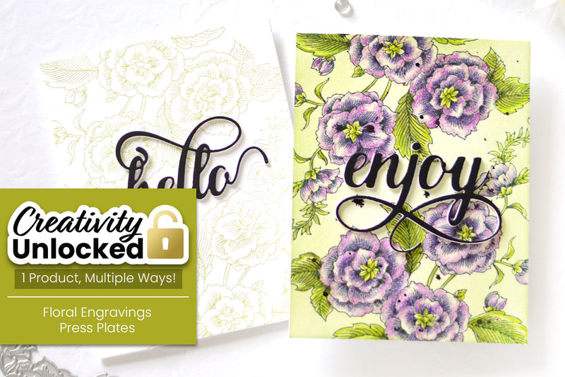 Creativity Unlocked feat. Floral Engravings Press Plates | 2 Beautiful Letterpress Style Cards + Video Tutorial
