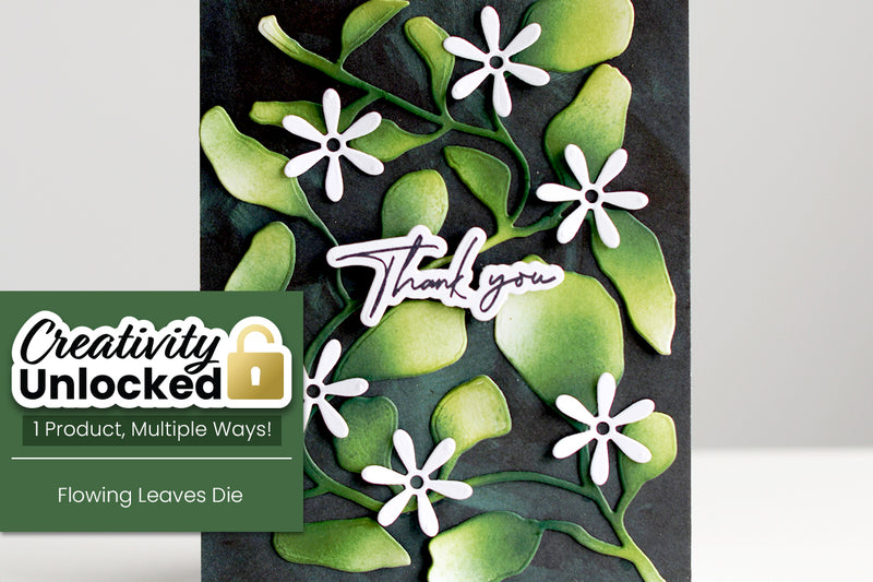 Creativity Unlocked feat. Flowing Leaves Die | Simple Monochromatic Thank You Card