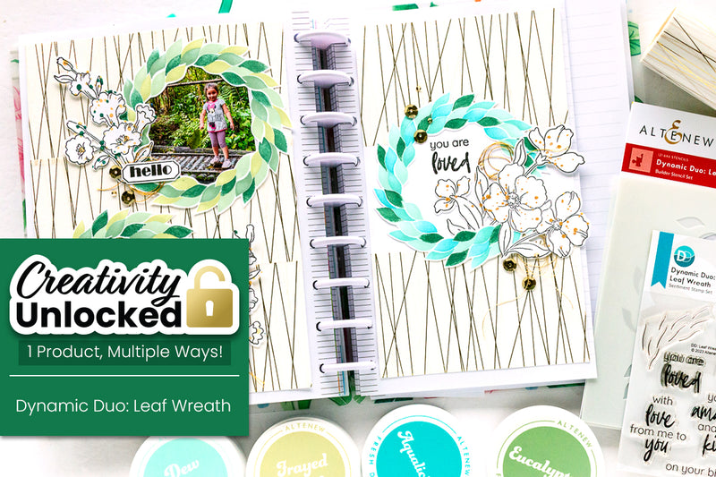 Creativity Unlocked feat. Dynamic Duo: Leaf Wreath | Adding Shimmer to Memory Keeping Layouts ( with Video Tutorial)