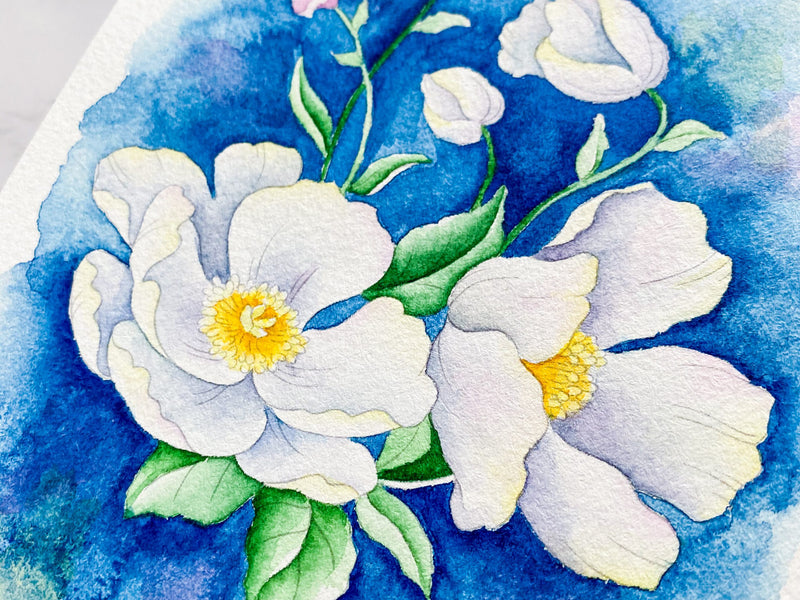 Watercoloring Tips – Using Negative Space for Watercoloring Light Flowers
