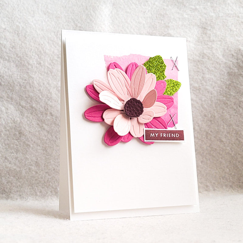 Clean and Simple Card with Craft-A-Flower: Cape Marguerite Layering Die Set