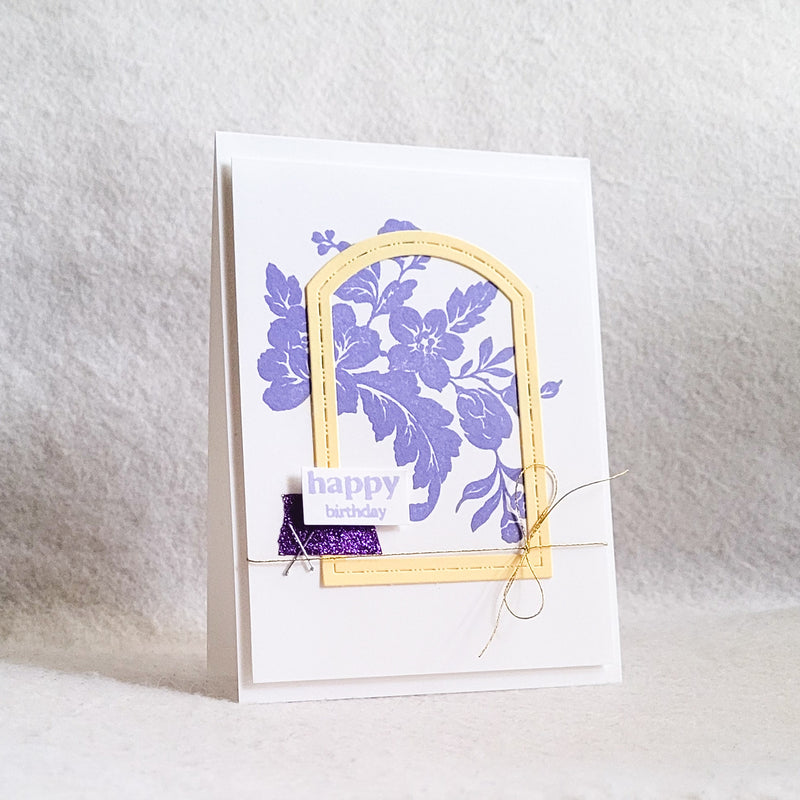 Happy Birthday CAS Card featuring Altenew’s Mini Delight Regal Frame Stamp and Die Set!