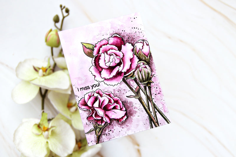 One-Layer Watercolor Carnations Card