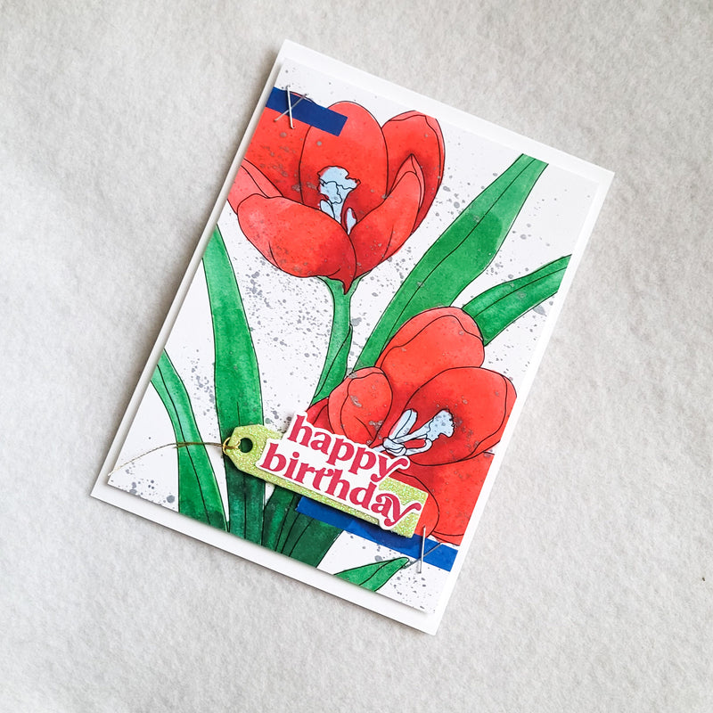 Quick Birthday Wishes Card feat. Altenew Botanical Elegance Alcohol Marker Coloring Sheets