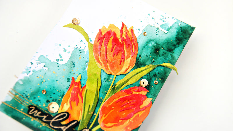 Create a Dramatic Floral Card Using Craft-A-Flower:Tulip | Creative Coloring with Erum