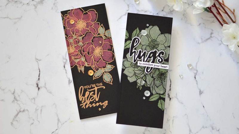 EASY Metallic Watercolor Mini Slimline FLORAL Cards! | Take 2 With Therese + Video