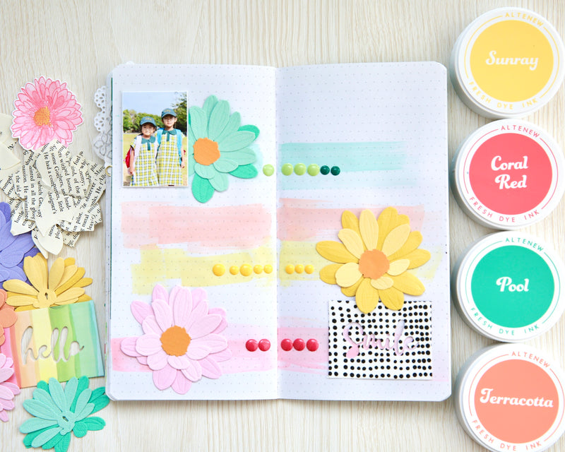 Play with New Fresh Dye Inks to Design Notebook Pages