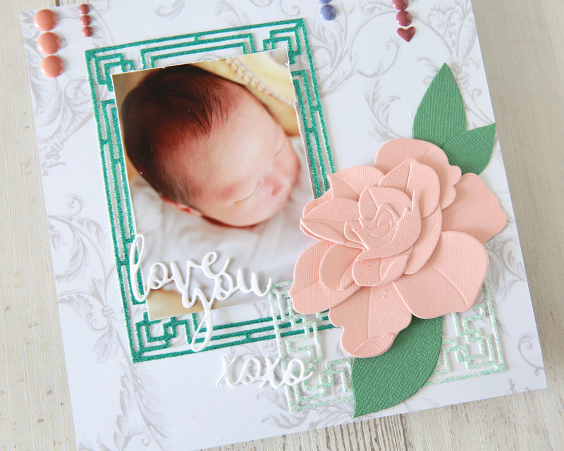 Make the Most Out of Your Die-Cuts | Easy 6″ x 6″ Scrapbook Layout with Gardenias