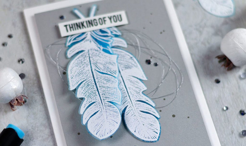 Simple and Elegant Card with Golden Feather Stamp