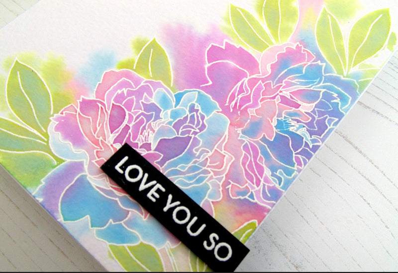 Soft Watercoloring with Peony Spray