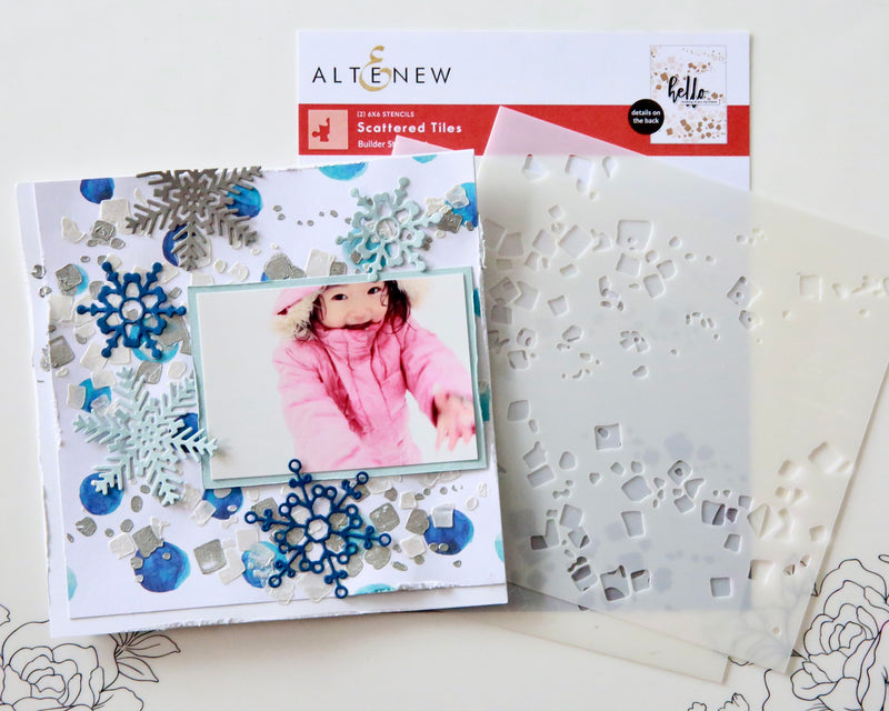 Create Season Scrapbooking Layouts feat. Scattered Tiles Builder Stencil Set
