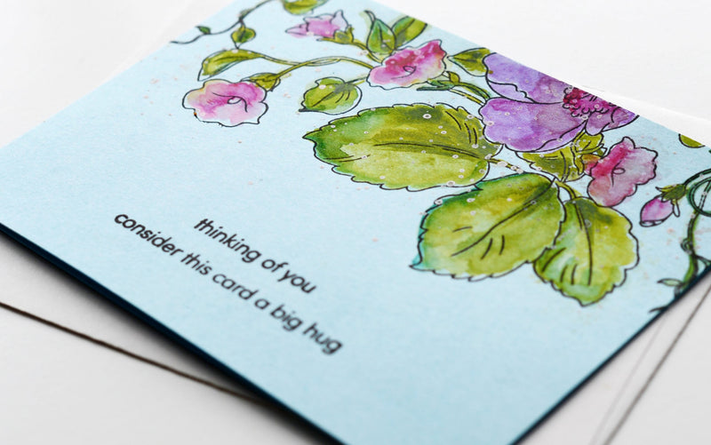 Simple Watercolor Flower Card on Colored Cardstock