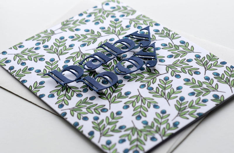 New Baby Card with Stamped Background and Custom Sentiment