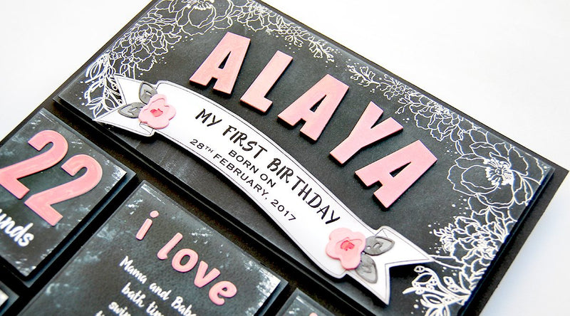 A Chalkboard Wall Art Using Various Altenew Stamps and Dies