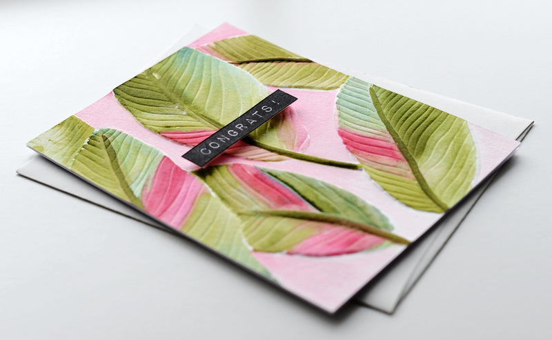 Watercolor Abstract Background With Banana Leaves 3D Embossing Folder