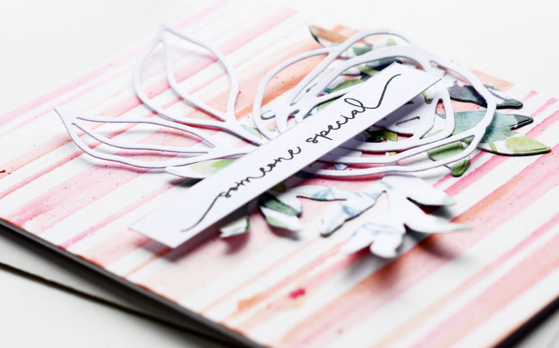 Watercolor Background Card with Beach Towel Stripes Stencil