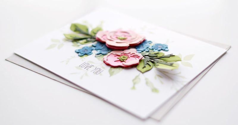 Floral Bouquet Card with Garden Picks 3D Die Set and Dainty Bouquet Stamp Set