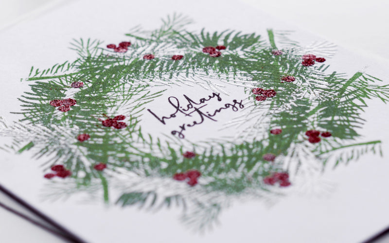 Holiday Wreath Card Idea feat. Holiday Bow and Peace on Earth Stamp Sets