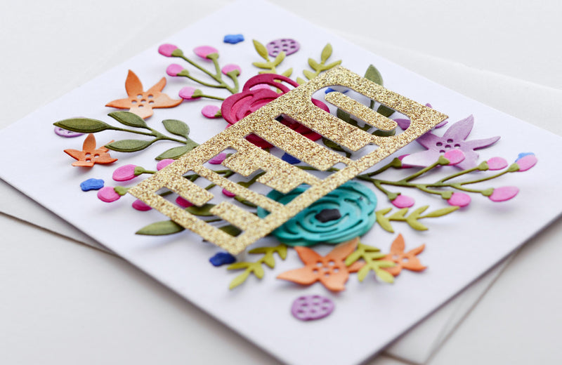 Colorful Floral Card With Die-Cuts Only