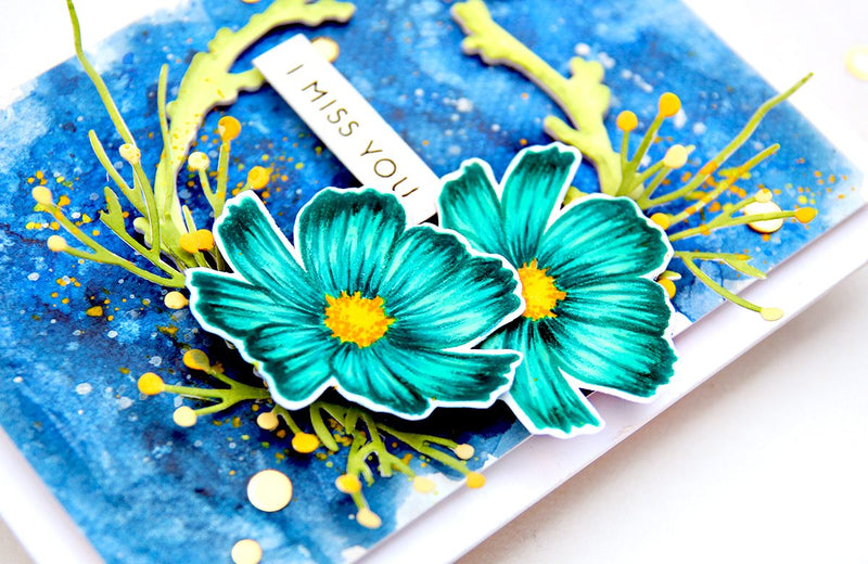 Stunning Cosmos on Watercoloured Background