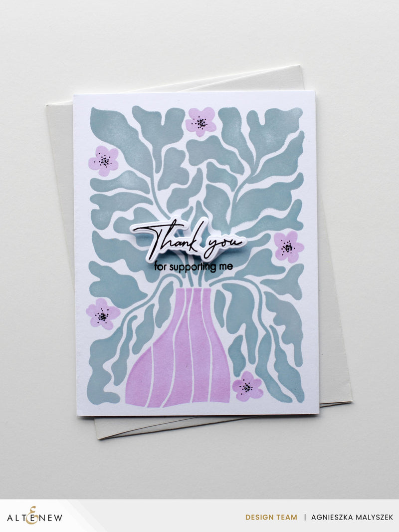 Create a Pastel Graphic Thank You Card Using the Vase Art Builder Stencil Set!