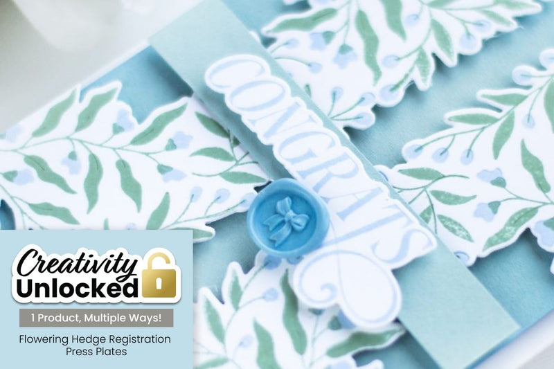 Elegant Letterpress-Inspired Card with Flowering Hedge Registration Press Plates