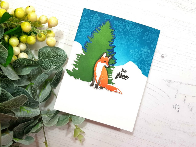 2 Handmade Winter Cards with Modern Fox Stamp Set