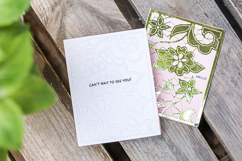 Two Cards with Doodled Lace Cover Die