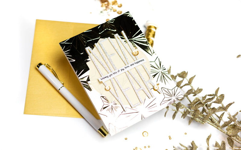 Bling On the New Year! How to Create a Gold Mirror Dry Embossed New Year’s Day Card