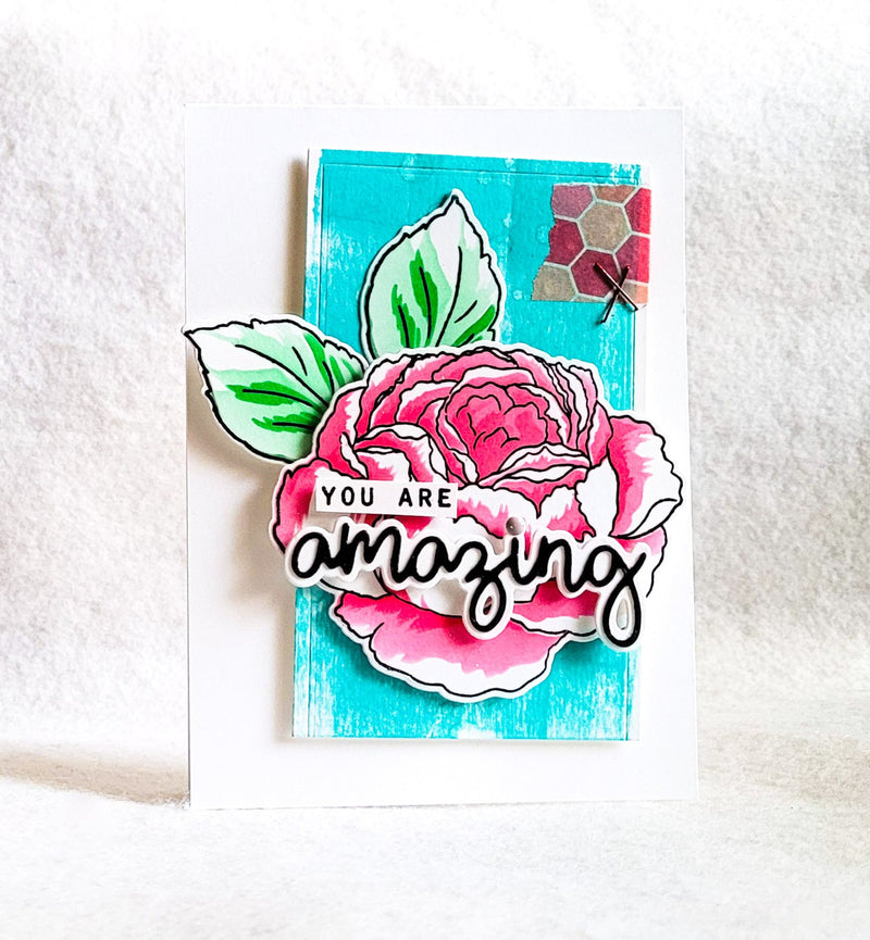 Having Some fun With the Tranquility Rose Stamp, Die and Coloring Stencil Bundle