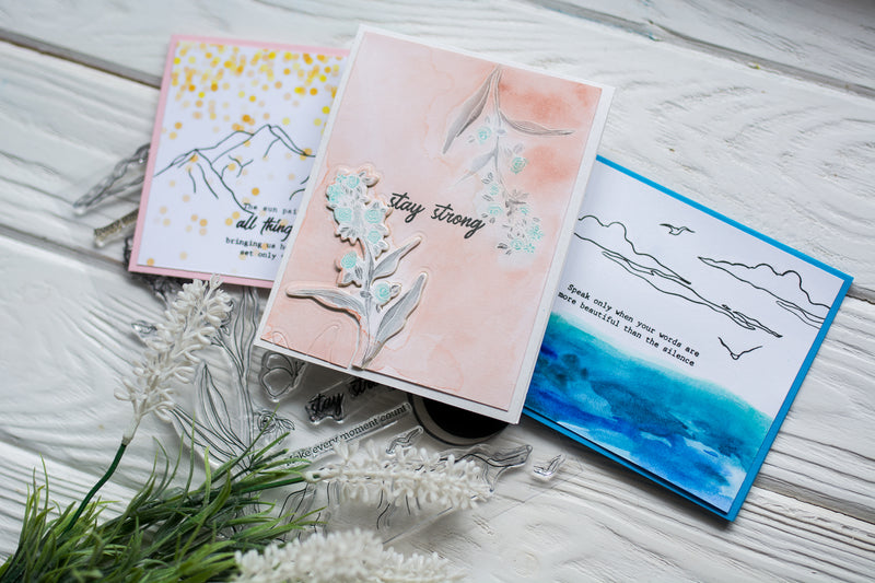 Floral, Marine, and Mountain Cards Using All Things Orange Stamp Set