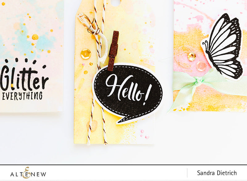 Ink Sprays and Stamping on Gift Tags + Video