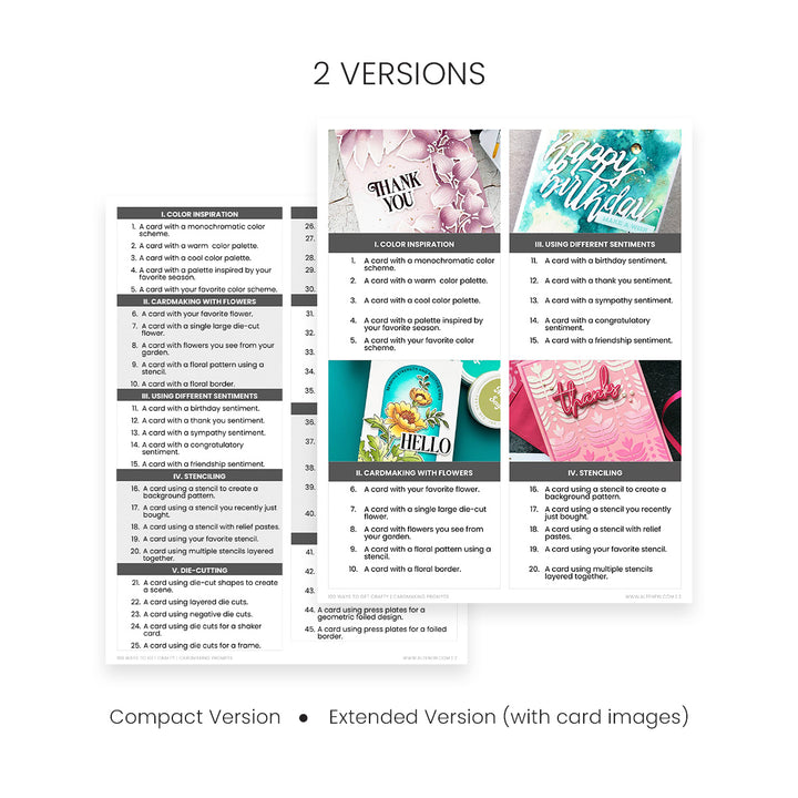 100 Creative Prompts for Cardmaking (Printable Sheets) - Altenew