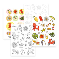 2-in-1 Printable A2 Backgrounds & Stickers (Summer Edition)