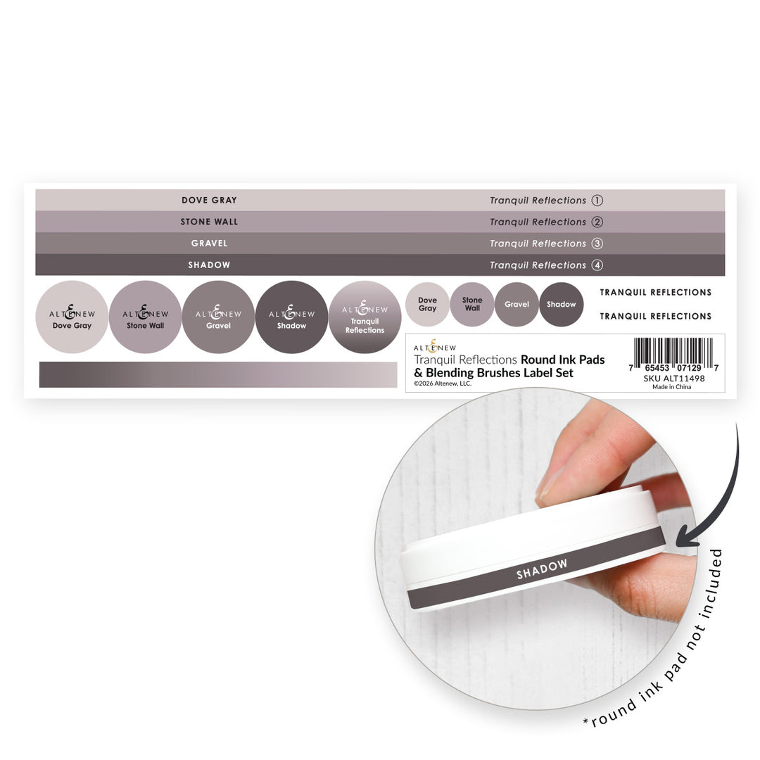 Round Ink Pads & Blending Brushes Label Set - Tranquil Reflections