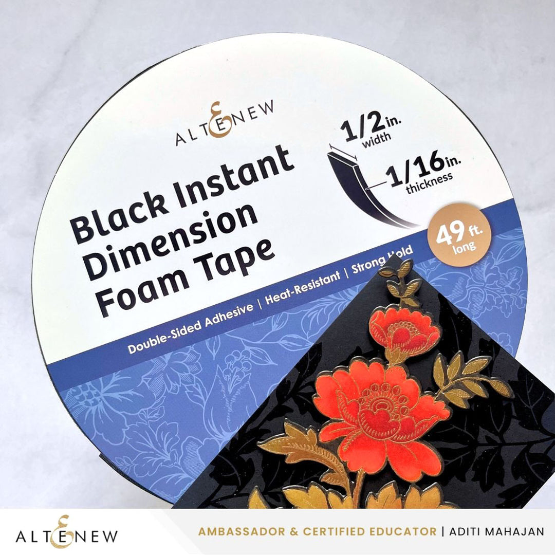 Black Instant Dimension Foam Tape - 1/16'' x 1/2'' x 15m - Altenew